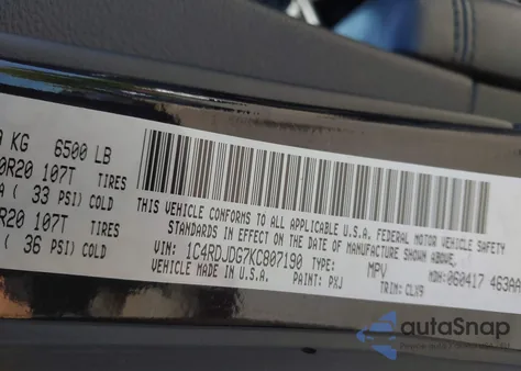 2019 Dodge Durango Gt Plus Awd из США, поврежденный, VIN 1C4RDJDG7KC807190